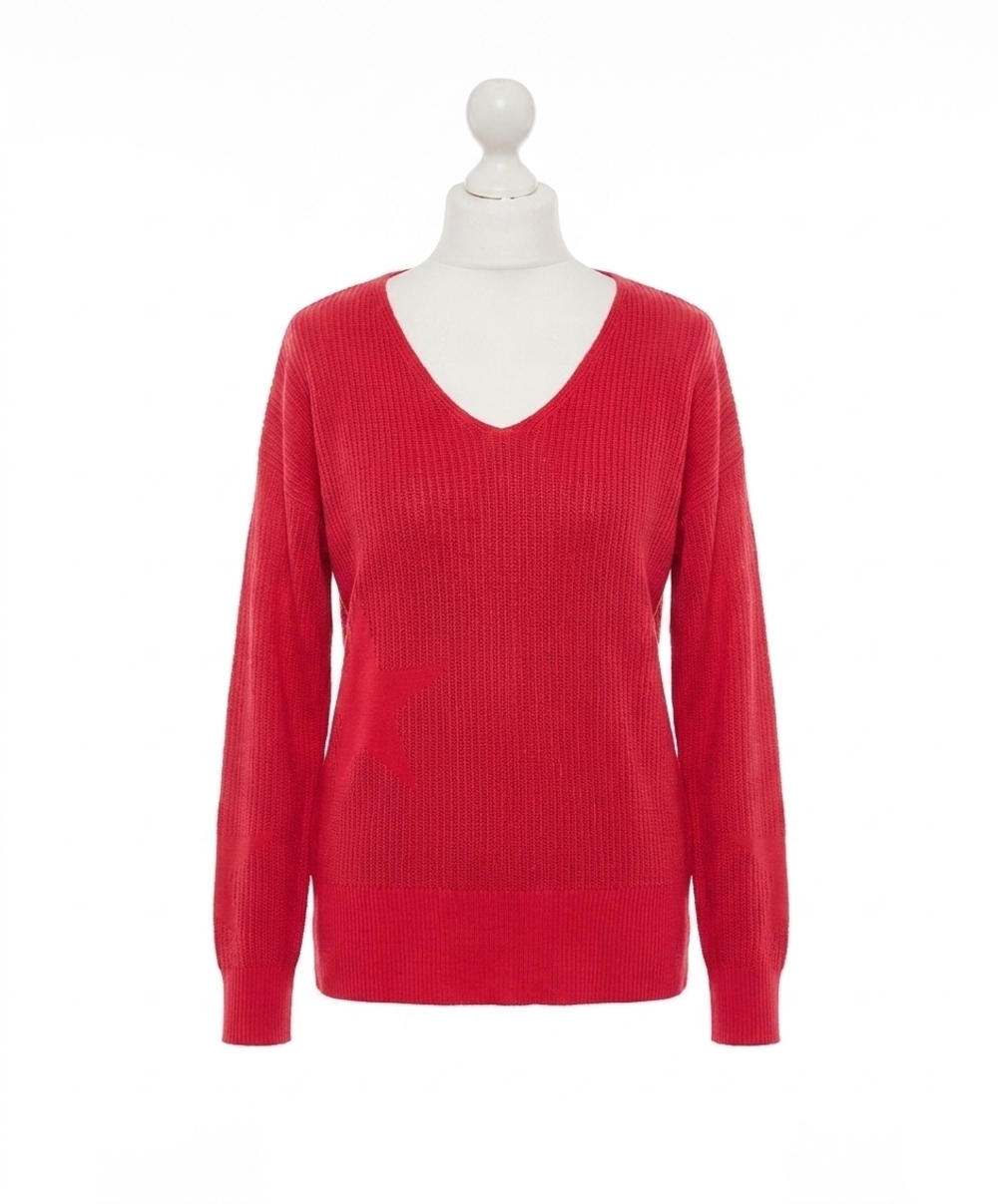 NEW FRENCH KYSS lightweight v-neck star top in rose